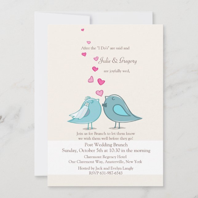 Mated Post Wedding Teal Brunch Invitation (Front)