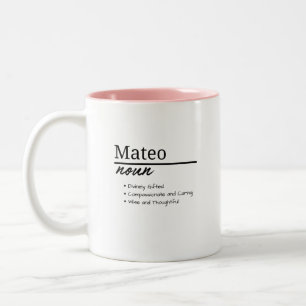 Mateo, Boy Personalised Name Definition Two-Tone Coffee Mug