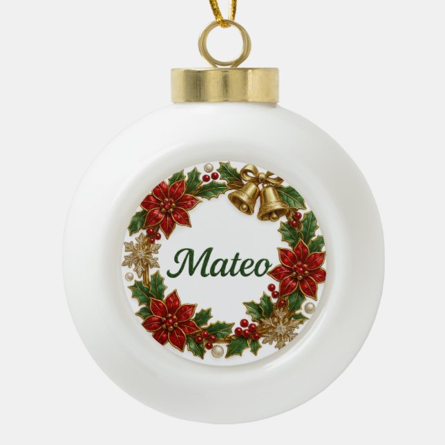 Mateo Christmas Name Ceramic Ornament (Front)