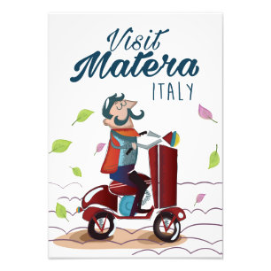 Matera Italy Cartoon Scooter travel print