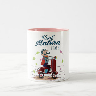 Matera Italy Cartoon Scooter travel print Two-Tone Coffee Mug