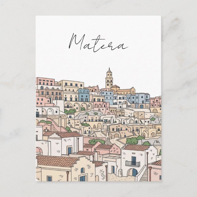 Matera Italy Travel Illustration Postcard (Front)