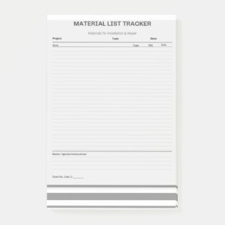 Material List Tracker Post-it® Notes