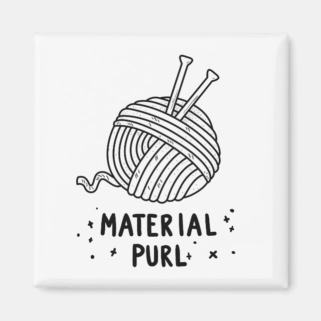 Material Purl Knitting Pun Magnet (Front)