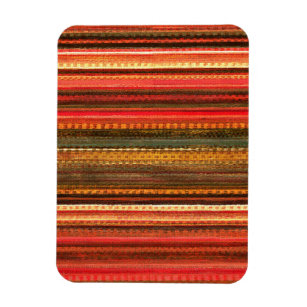 Material Textile Stripes Red Orange and Green Magnet