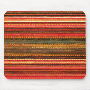 Material Textile Stripes Red Orange and Green Mouse Pad
