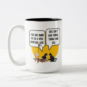 Materialism Cat Philosophy Humour Two-Tone Coffee Mug