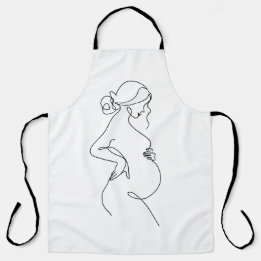 Maternal Elegance: Pregnant Women Line Art Apron