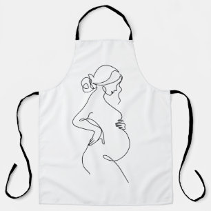 Maternal Elegance: Pregnant Women Line Art Apron