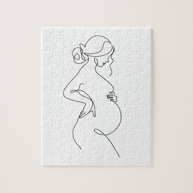 Maternal Elegance: Pregnant Women Line Art Jigsaw Puzzle (Vertical)