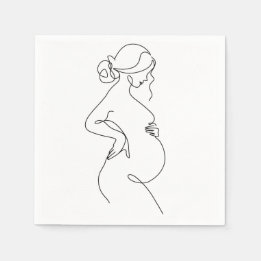 Maternal Elegance: Pregnant Women Line Art Napkin