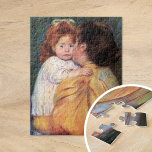 Maternal Kiss | Mary Cassatt Jigsaw Puzzle<br><div class="desc">Maternal Kiss (1896) by American impressionist artist Mary Cassatt. Original fine art pastel portrait depicts a mother holding her young daughter and giving her a kiss on the cheek. 

Use the design tools to add custom text or personalise the image.</div>