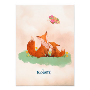 Maternal love between a mother fox and her cub photo print