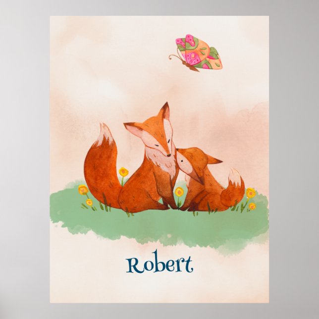 Maternal love between a mother fox and her cub poster (Front)