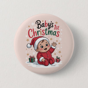 Maternity Baby's 1st Christmas Pregnancy Announce 6 Cm Round Badge