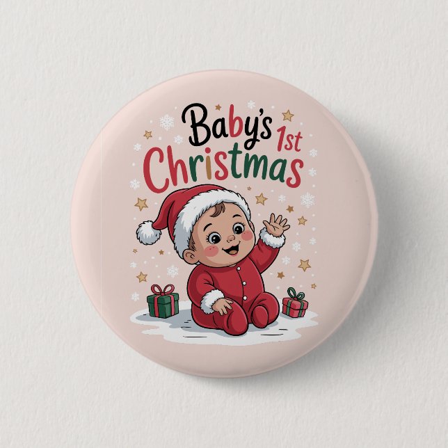 Maternity Baby's 1st Christmas Pregnancy Announce 6 Cm Round Badge (Front)