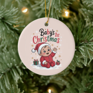 Maternity Baby's 1st Christmas Pregnancy Announce Ceramic Ornament