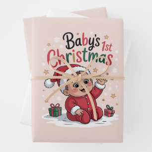 Maternity Baby's 1st Christmas Pregnancy Announce Wrapping Paper Sheet
