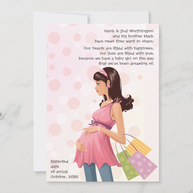 Maternity Mum Pregnancy (Girl) Announcement (Front)