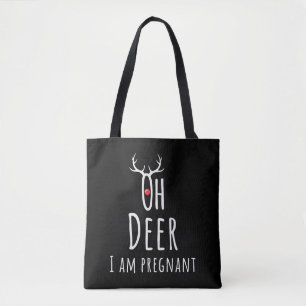 Maternity Pregnancy Pregnant Baby Christmas Deer Tote Bag