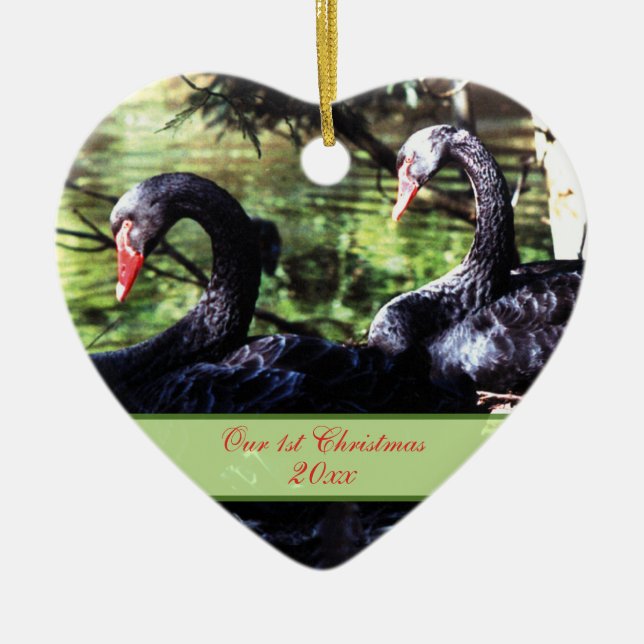 Mates for Life Black Swans 1st Christmas Ornament (Front)
