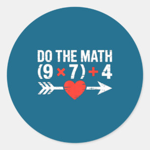 Math 67 Valentine's Day Six Classic Round Sticker