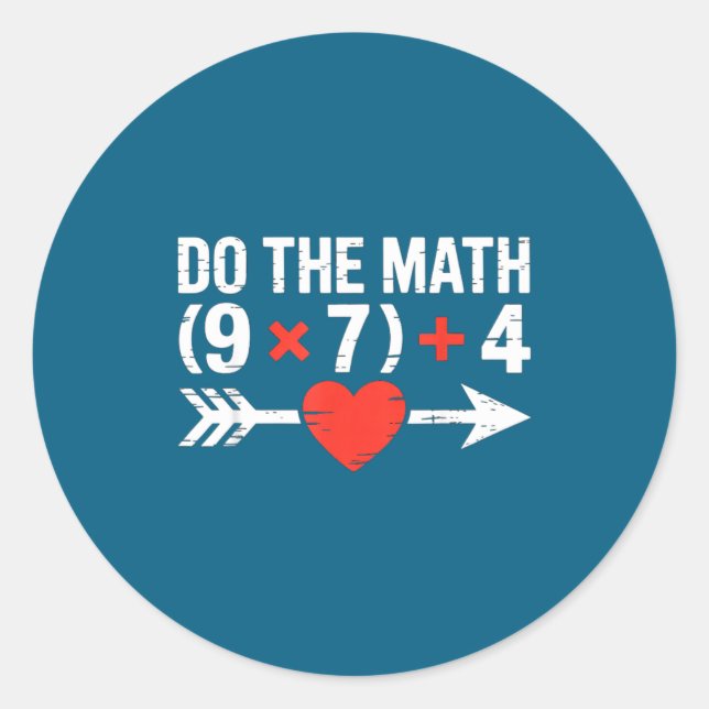 Math 67 Valentine's Day Six Classic Round Sticker (Front)