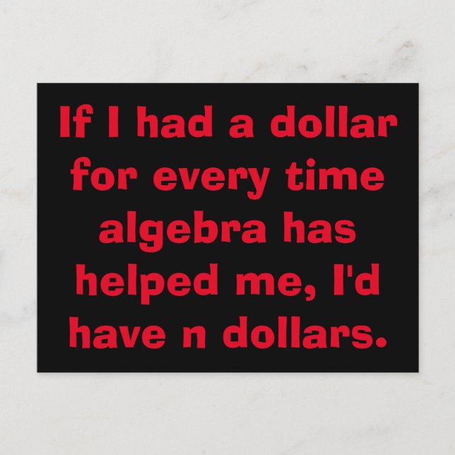 Math Algebra Postcards (Front)