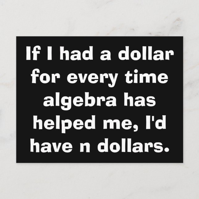 Math Algebra Postcards (Front)