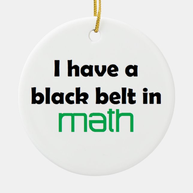 Math black belt ceramic tree decoration (Front)