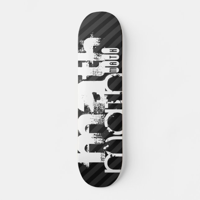 Math; Black & Dark Grey Stripes Skateboard (Front)