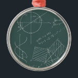 Math blackboard metal ornament<br><div class="desc">Math formulas and graphics on blackboard</div>