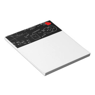 Math blackboard with 3D cute red heart Notepad