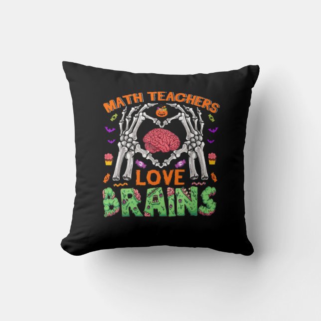 Math Brain Heart Skeleton Hand Zombie Halloween Cushion (Front)