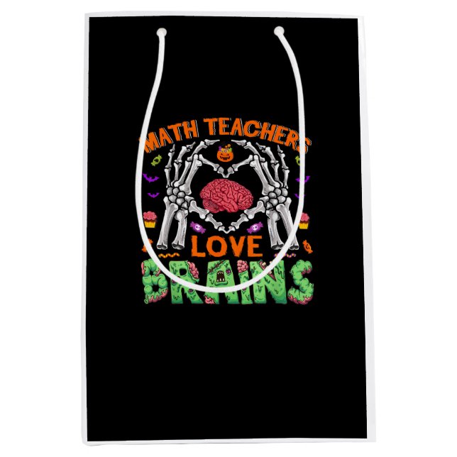 Math Brain Heart Skeleton Hand Zombie Halloween Medium Gift Bag (Front)