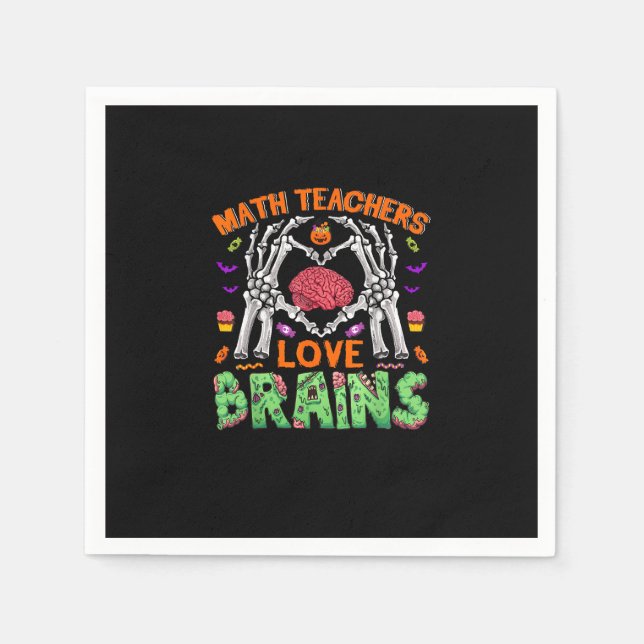 Math Brain Heart Skeleton Hand Zombie Halloween Napkin (Front)