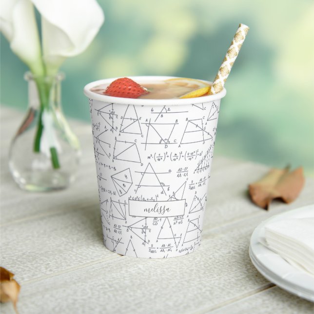 Math Calculations and Shapes Personalised Name Paper Cups (Insitu)