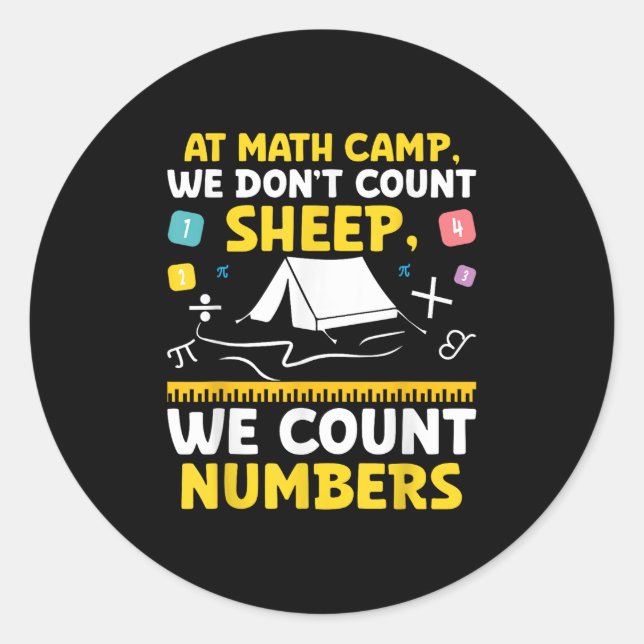 Math Camp Math Camper Mathematician Camping Mathem Classic Round Sticker (Front)
