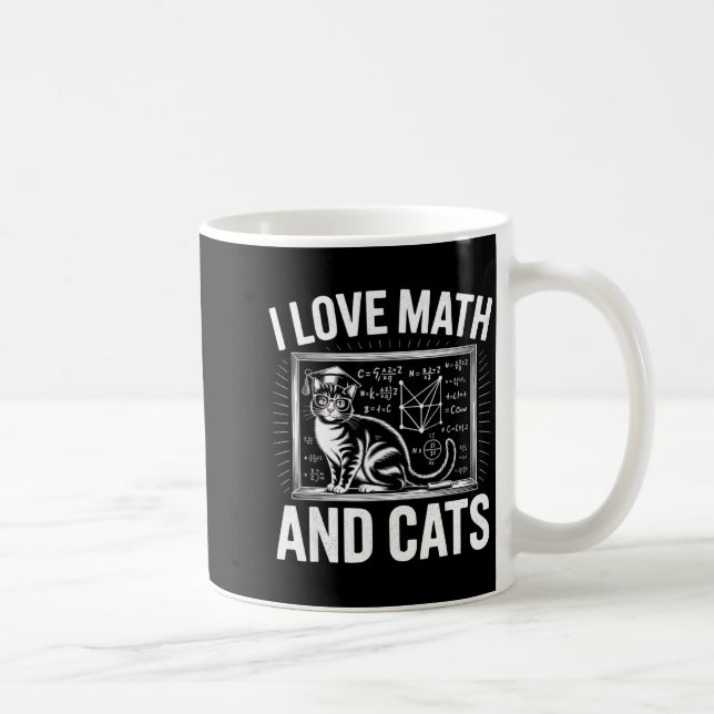 Math Cat Lover Funny Math Teacher I Love Math And  Coffee Mug (Right)