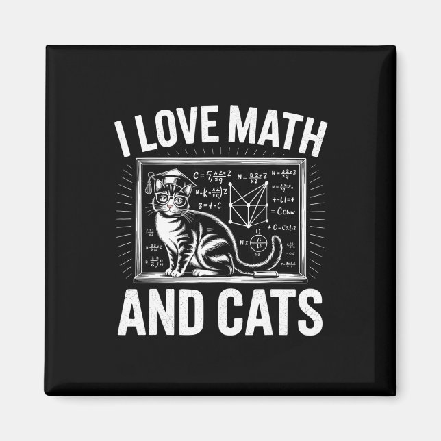 Math Cat Lover Funny Math Teacher I Love Math And  Magnet (Front)