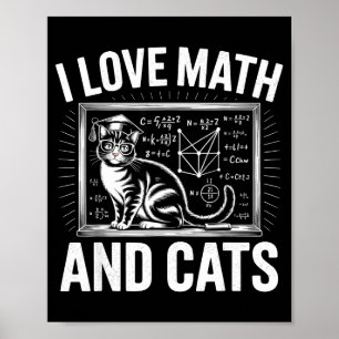 Math Cat Lover Funny Math Teacher I Love Math And  Poster