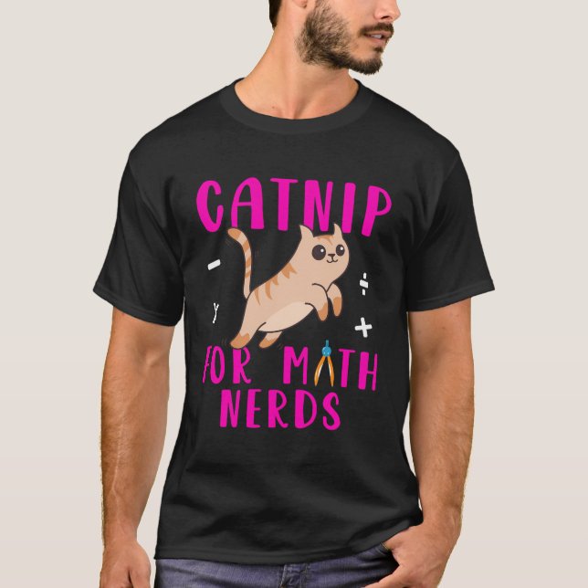 Math Cat Lover Teacher Pet Owner Humour Nerdy Math T-Shirt (Front)