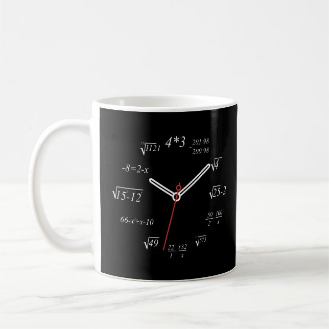 Math Clock Nerdy Math Teacher Math Student Math Cl Coffee Mug (Left)