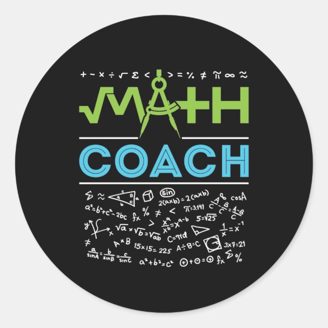 Math Coach Mathematics Tutor Classic Round Sticker (Front)