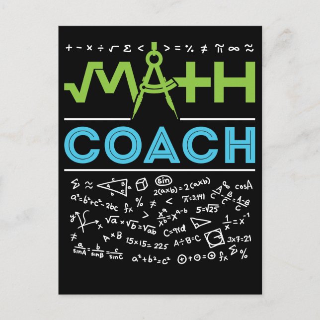 Math Coach Mathematics Tutor Postcard (Front)