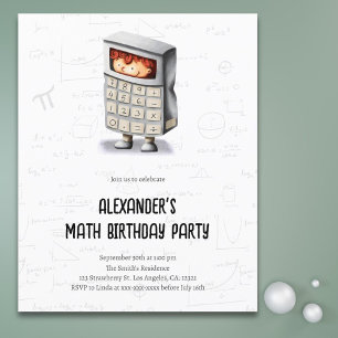 Math Costume Kid Budget Birthday Invitation Flyer