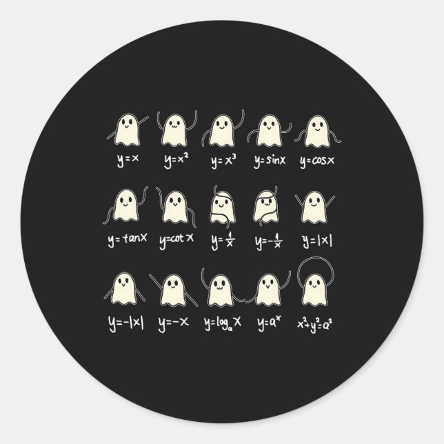 Math Dance Ghost Halloween Spooky Cute Ghost Math  Classic Round Sticker (Front)