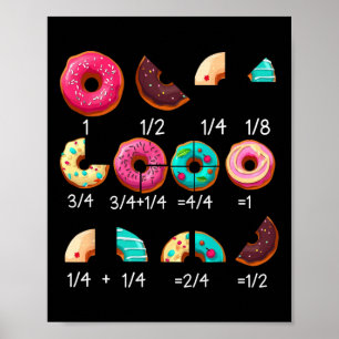 Math Donut Fraction Byck To School Teacher Gifts T Poster
