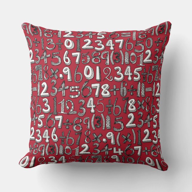 math doodle red cushion (Front)