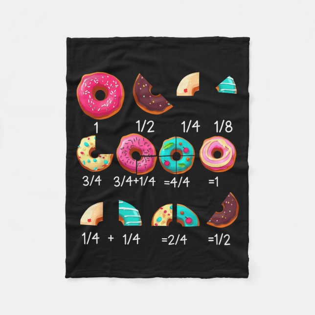 Math Doughnut Fraction Back to School Teacher Gift Fleece Blanket (Front)